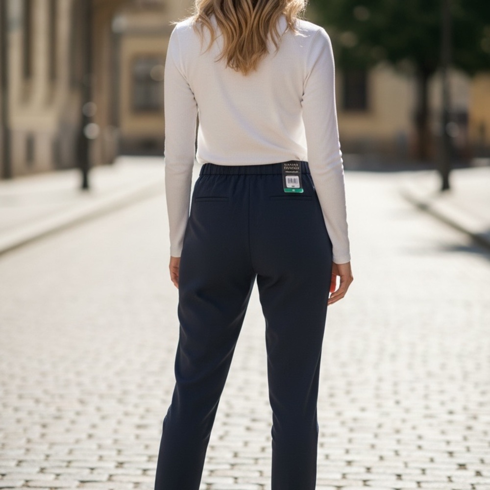 Banana Republic Navy Tapered Pull-On Pants Size 12 NWT Elastic Waist Career
